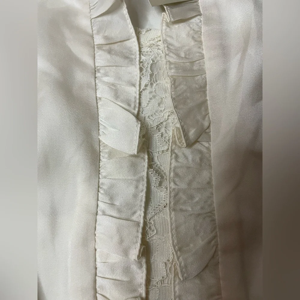 Ann Taylor Satin & Lace Cream Ivory Tank Blouse Size 8 Medium
